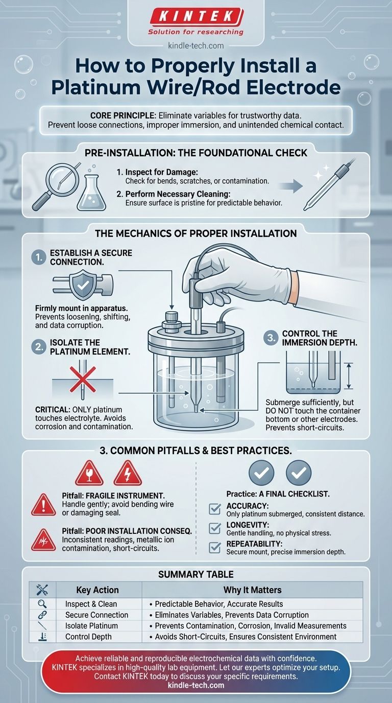 Comment installer une électrode en fil/tige de platine ? Assurer des mesures électrochimiques précises Guide Visuel