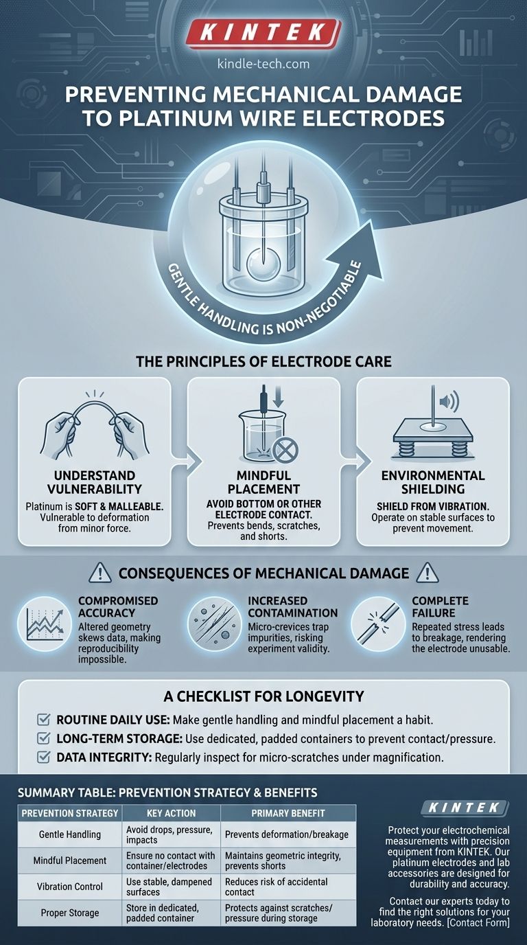 Como evitar danos mecânicos a um eletrodo de fio de platina? Dicas Essenciais para Eletroquímica Precisa Guia Visual