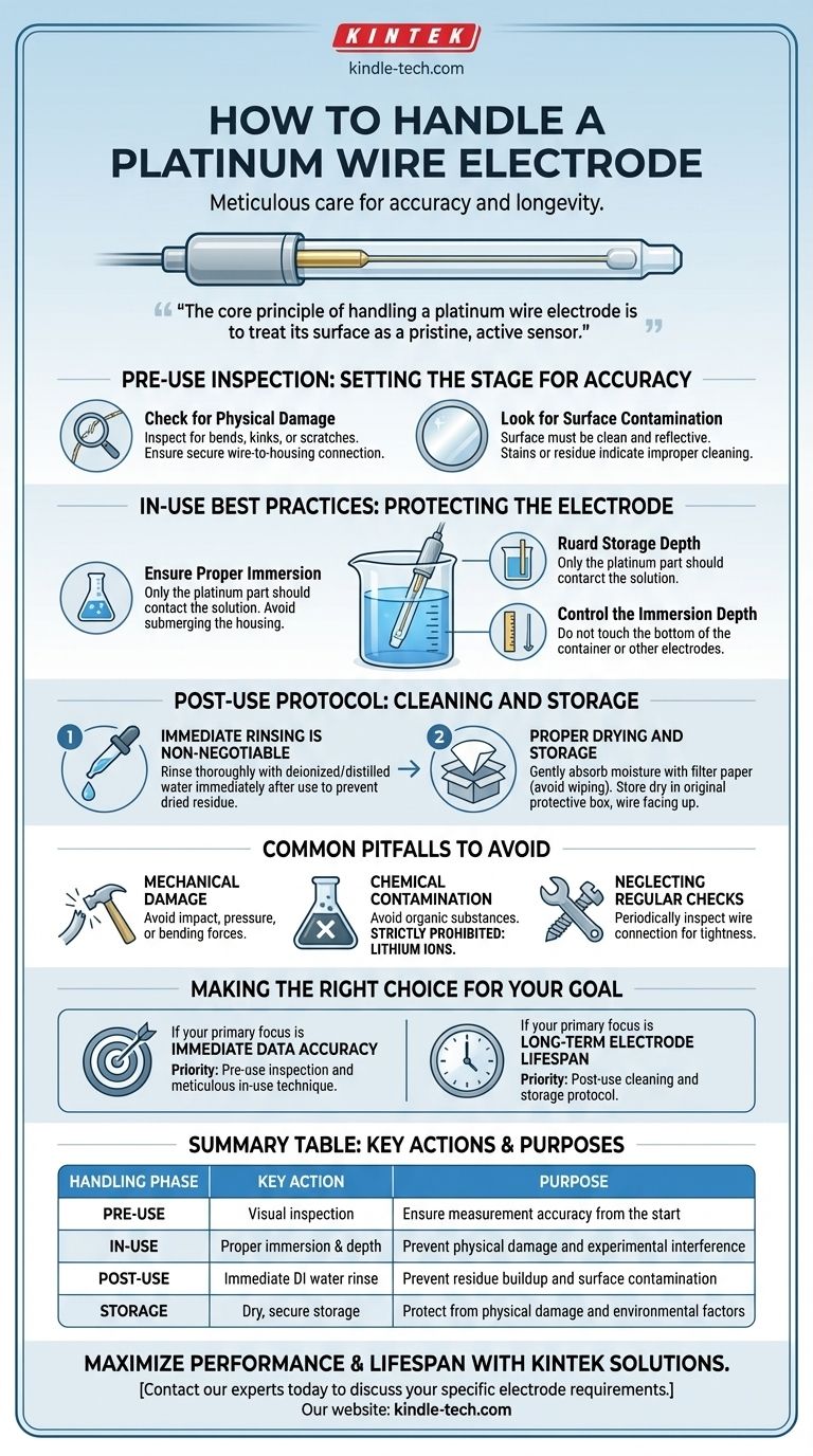 How should a platinum wire electrode be handled? Ensure Accurate Measurements and Longevity Visual Guide