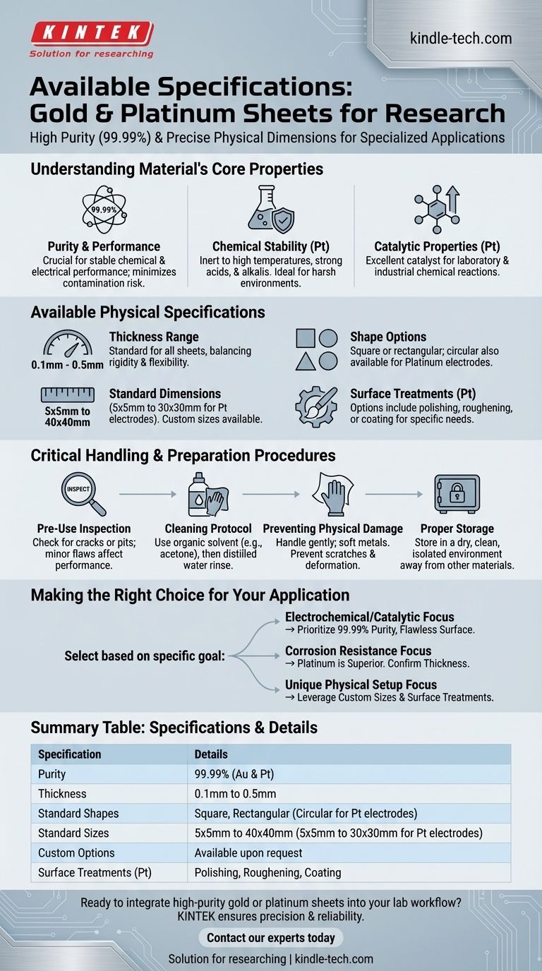 Welche Spezifikationen sind für Gold- und Platinschichten verfügbar? Hochreine Platten für anspruchsvolle Anwendungen Visuelle Anleitung
