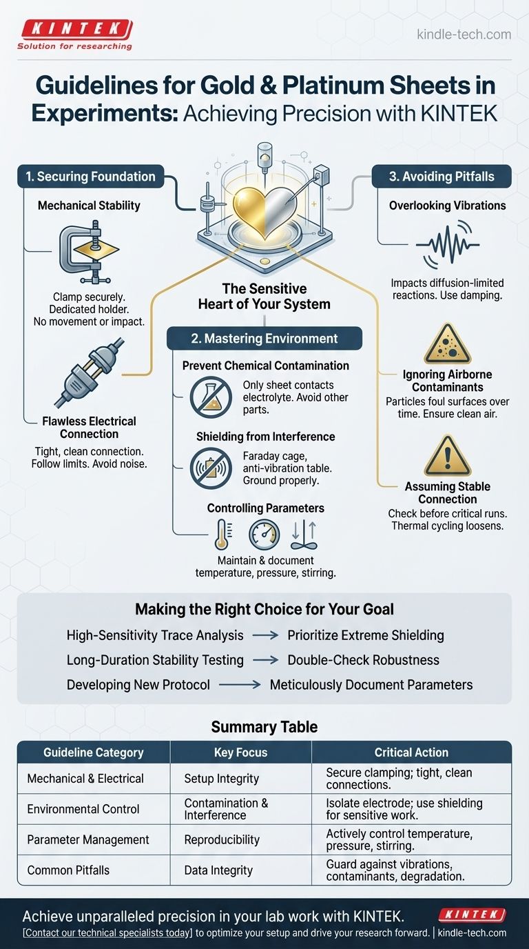 실험 중 금 또는 백금 시트를 사용할 때의 지침은 무엇입니까? 정확하고 신뢰할 수 있는 결과를 보장하십시오 시각적 가이드
