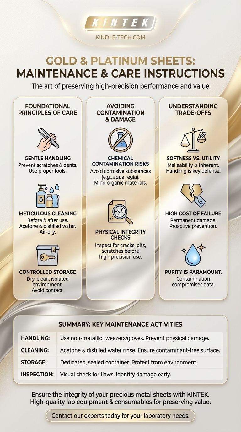 ما هي تعليمات الصيانة والعناية الرئيسية لصفائح الذهب والبلاتين؟ ضمان طول العمر والأداء البكر دليل مرئي