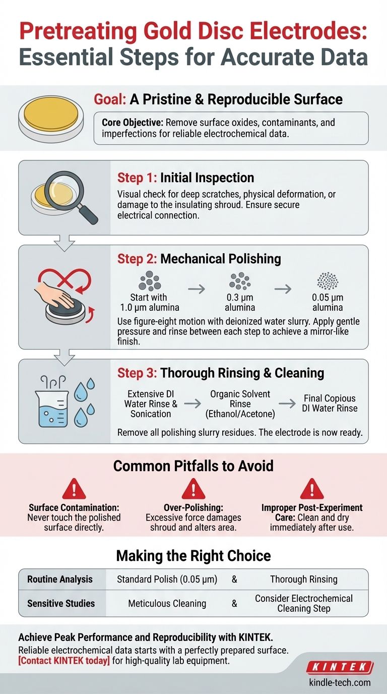 ما هي خطوات المعالجة المسبقة الضرورية قبل استخدام قطب القرص الذهبي؟ دليل للحصول على بيانات كهروكيميائية موثوقة دليل مرئي