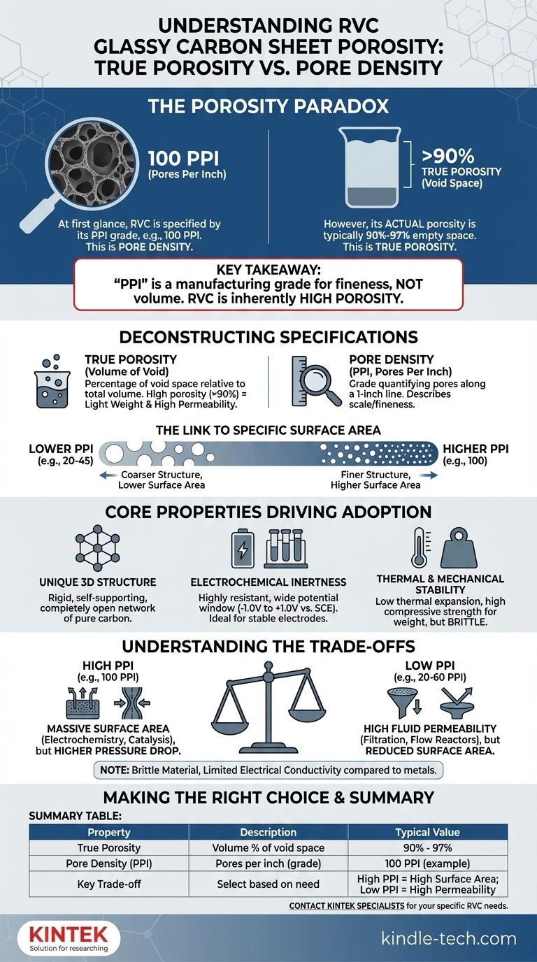 Quelle est la porosité d'une feuille de carbone vitreux RVC ? Comprendre la différence critique entre les PPI et la porosité Guide Visuel