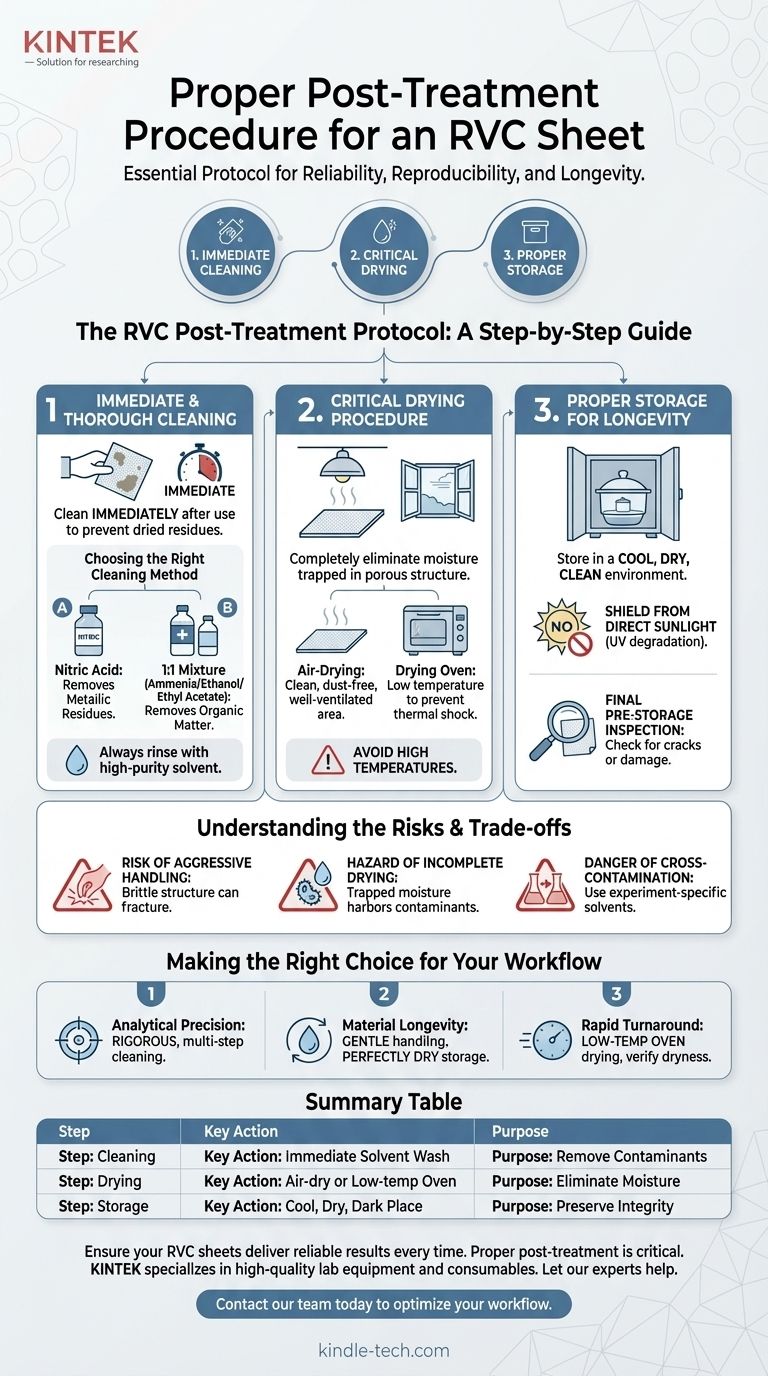 What is the proper post-treatment procedure for an RVC sheet after use? A Guide to Consistent Performance Visual Guide