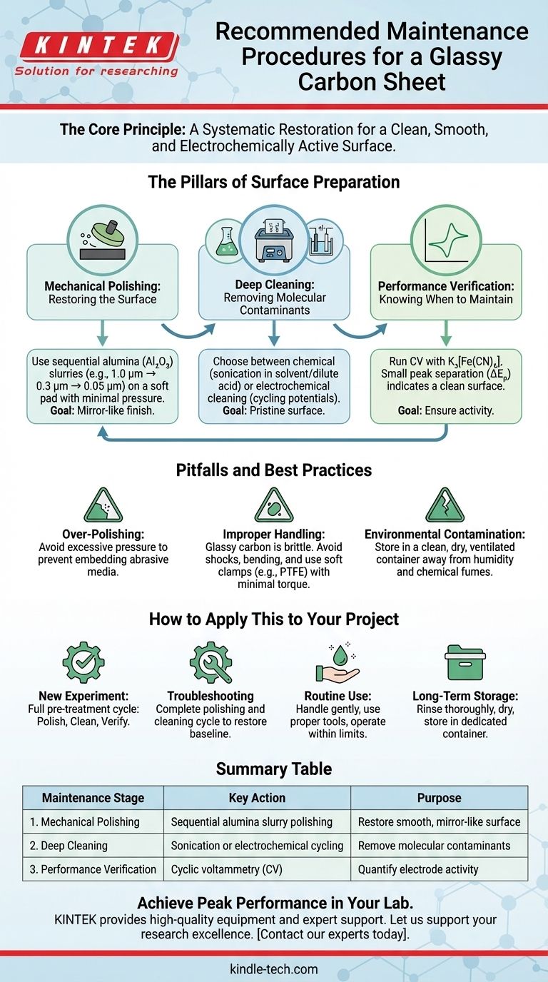 What are the recommended maintenance procedures for a glassy carbon sheet? Ensure Reliable Electrochemical Results Visual Guide
