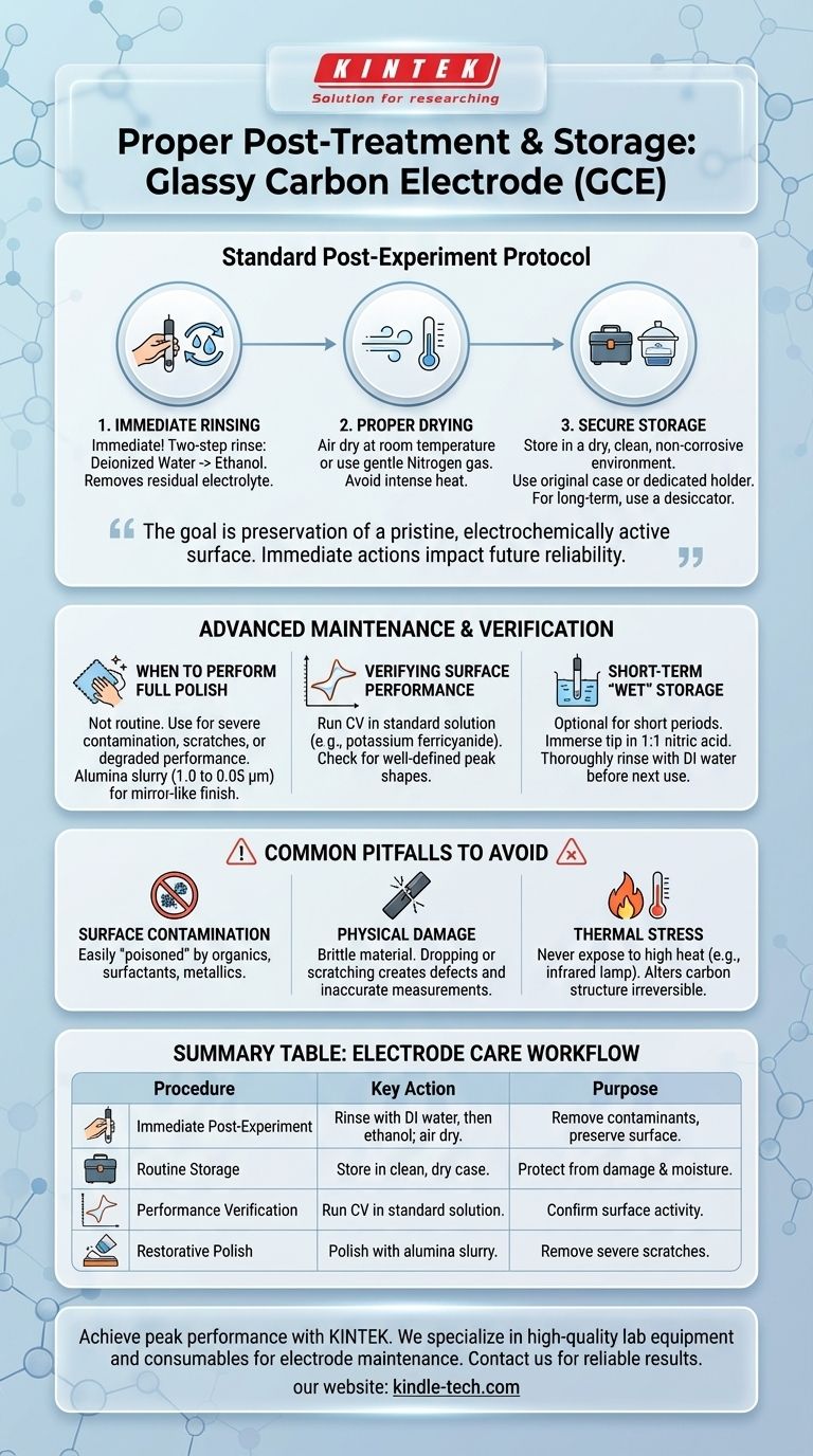 ما هي إجراءات المعالجة اللاحقة والتخزين المناسبة لقطب الكربون الزجاجي؟ ضمان نتائج موثوقة وقابلة للتكرار دليل مرئي