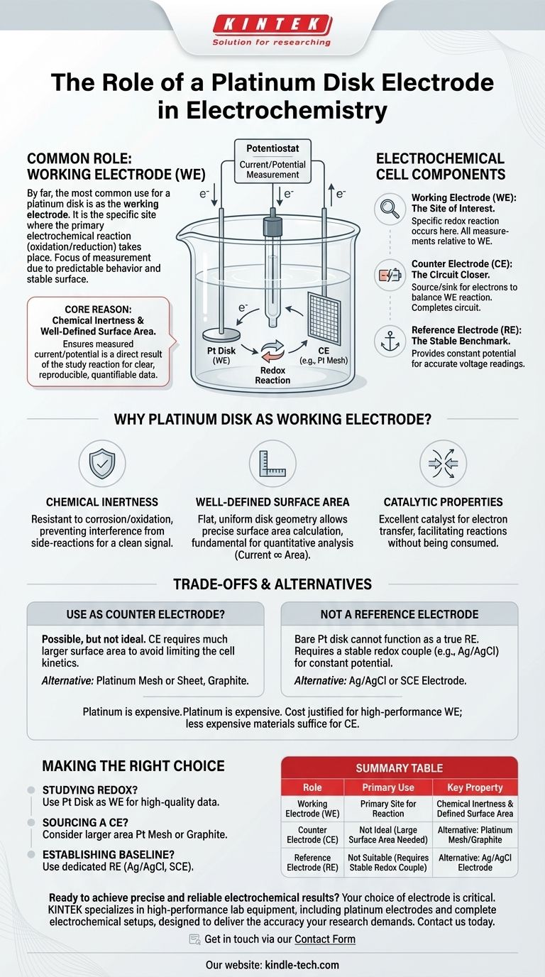 ¿Cuál es el papel común de un electrodo de disco de platino? Una guía para su uso principal como electrodo de trabajo Guía Visual