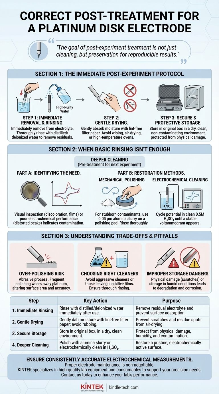 Qual é o procedimento correto de pós-tratamento para um eletrodo de disco de platina? Preserve o seu eletrodo para obter resultados precisos Guia Visual