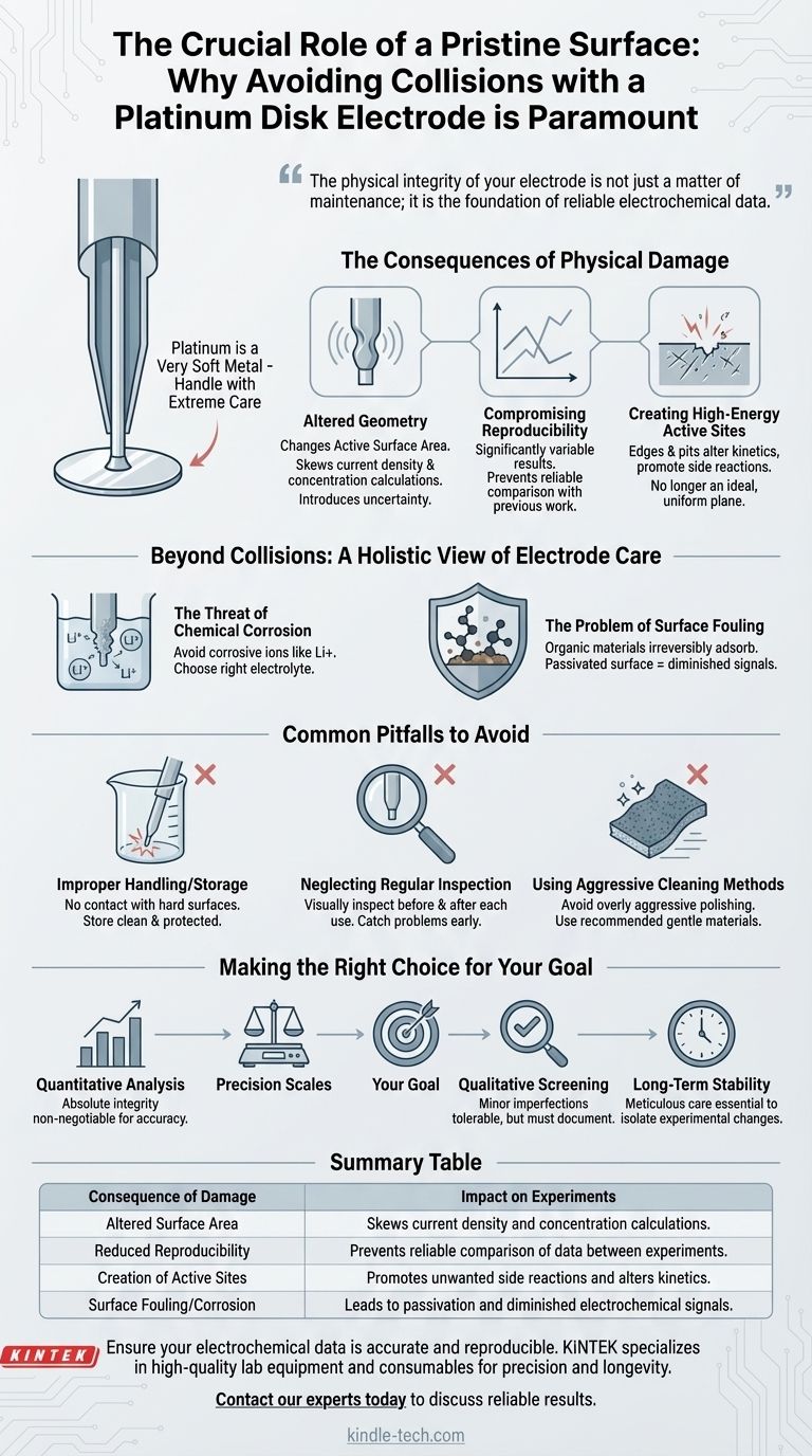 ¿Por qué es importante evitar colisiones con un electrodo de disco de platino? Proteja la integridad y precisión de sus datos Guía Visual