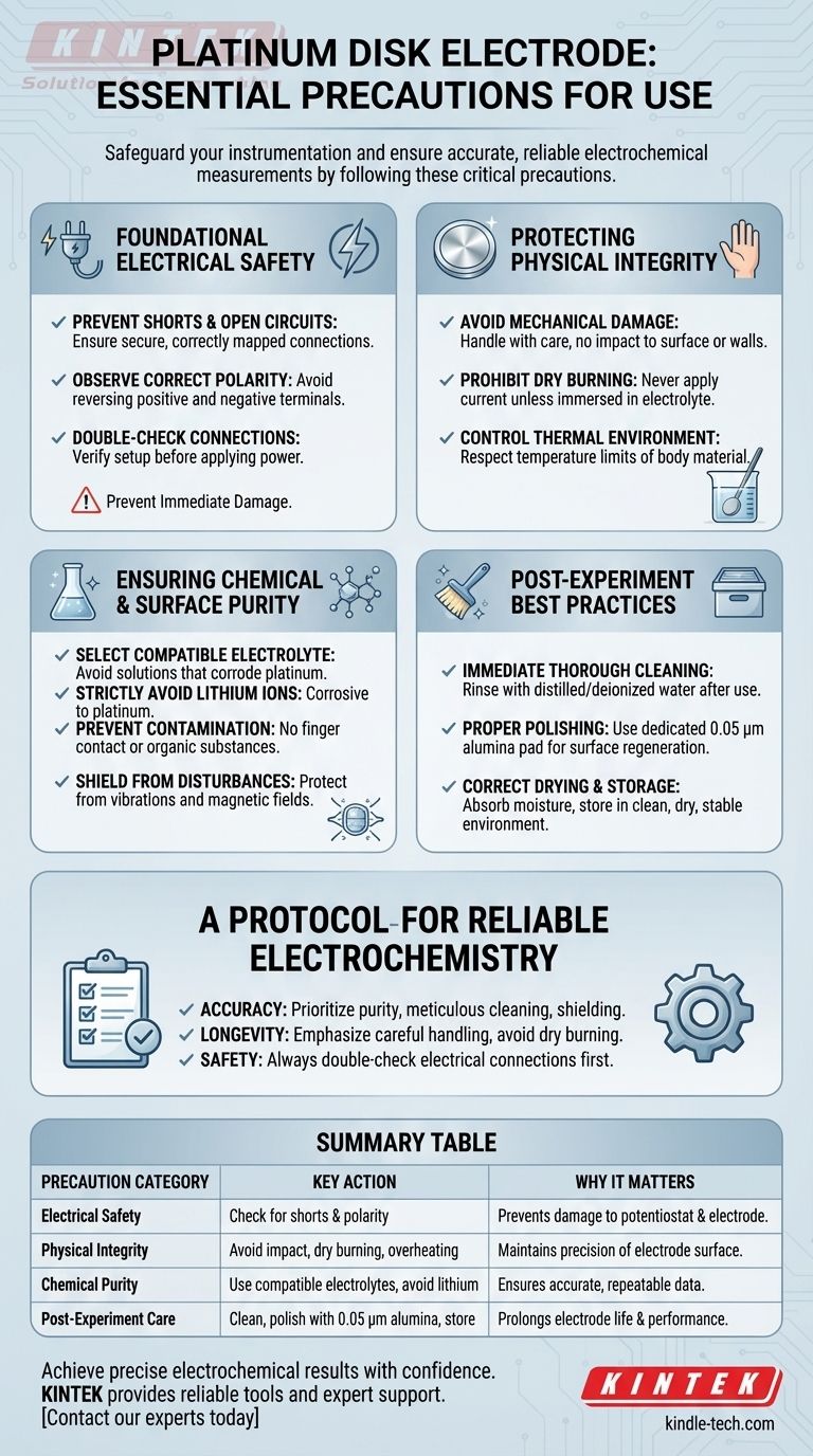 What precautions should be taken when connecting a platinum disk electrode? Ensure Accurate Measurements & Longevity Visual Guide