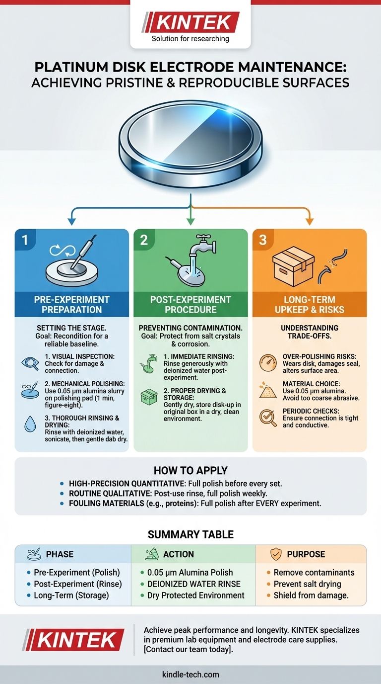 Quel entretien régulier est requis pour une électrode à disque de platine ? Assurez des données électrochimiques précises à chaque fois Guide Visuel