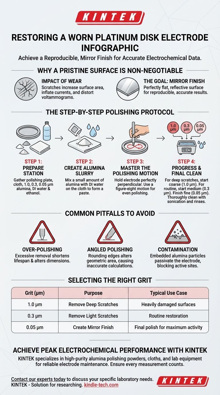 How can a worn or scratched platinum disk electrode surface be restored? Achieve a Mirror Finish for Reliable Data Visual Guide