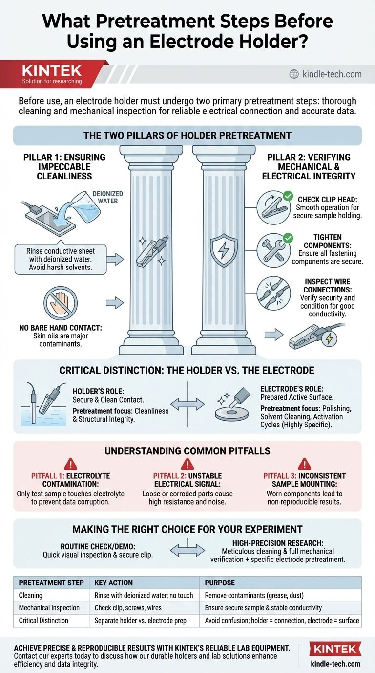 Quelles étapes de prétraitement doivent être prises avant d'utiliser un porte-électrode ? Assurer des mesures électrochimiques fiables Guide Visuel