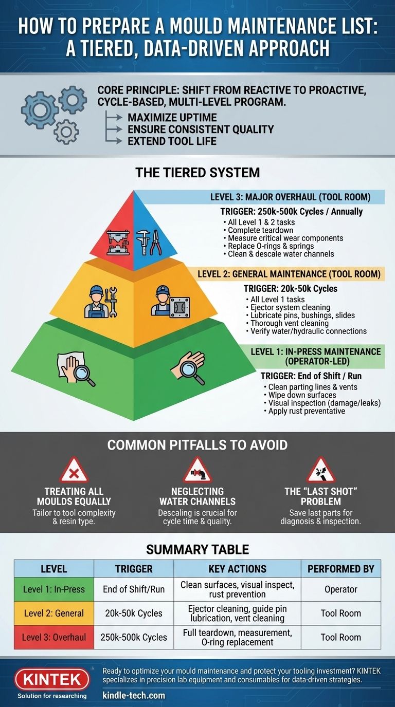 Как составить список работ по обслуживанию пресс-форм? Внедрите проактивную многоуровневую систему Визуальное руководство