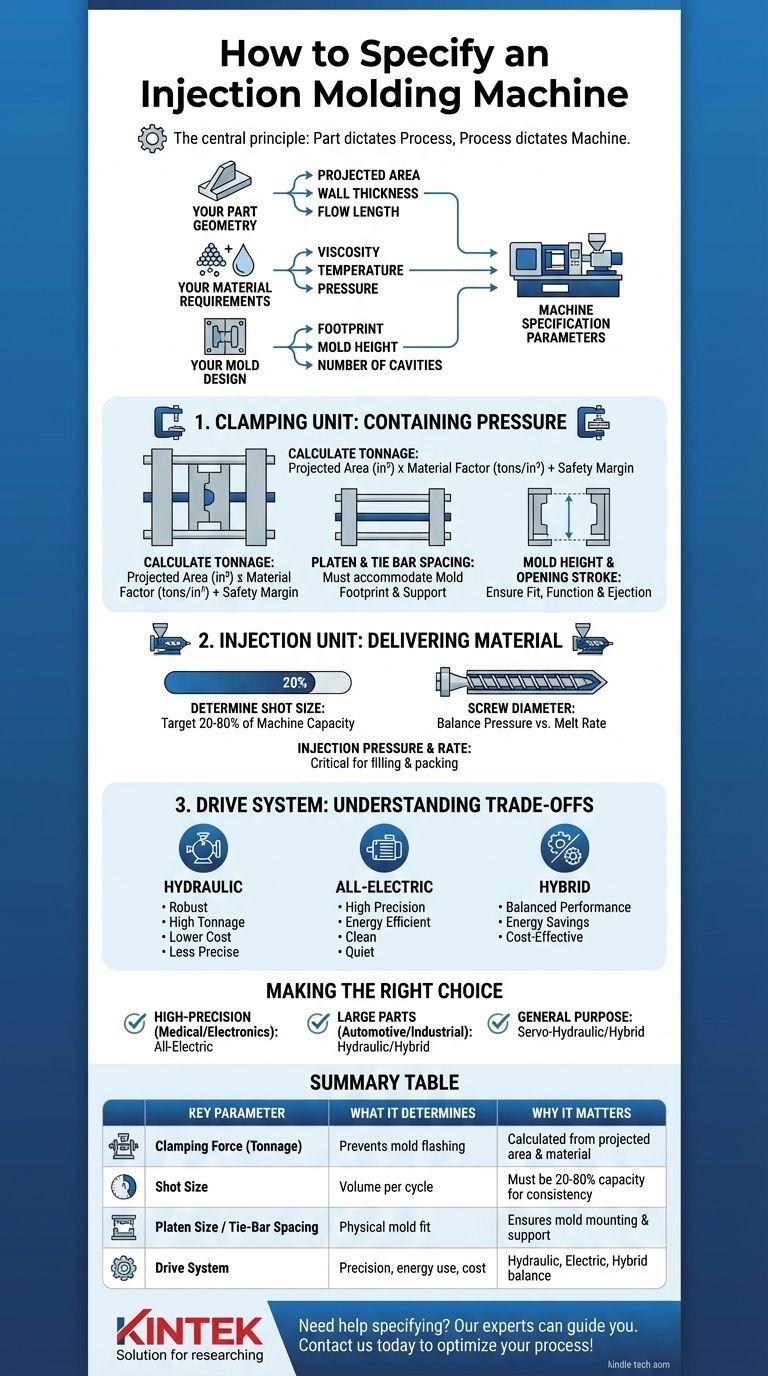 كيف تحدد مواصفات آلة قولبة الحقن؟ دليل خطوة بخطوة لاختيار الحمولة المناسبة وحجم الحقنة ونظام القيادة دليل مرئي