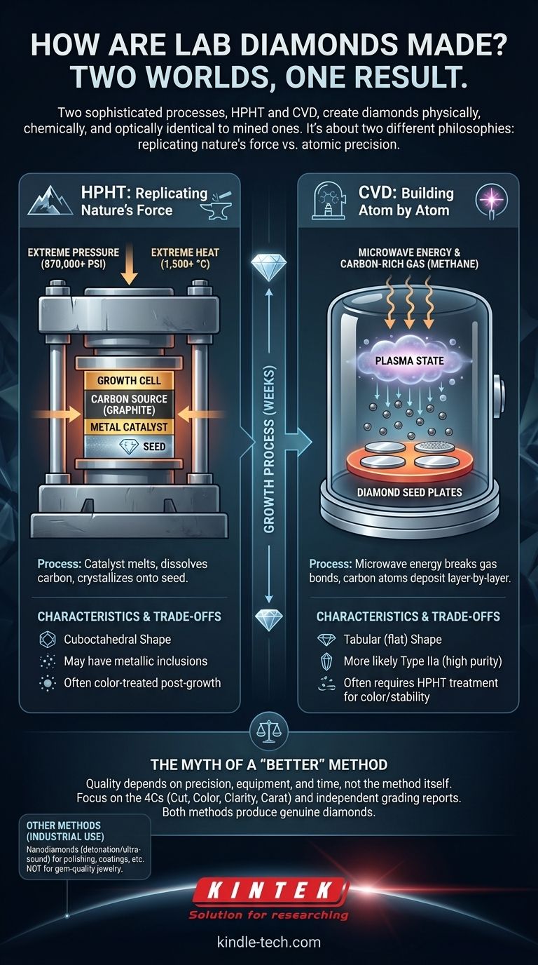 Welche Maschinen stellen im Labor gezüchtete Diamanten her? Entdecken Sie die HPHT- und CVD-Technologien hinter im Labor gezüchteten Edelsteinen Visuelle Anleitung