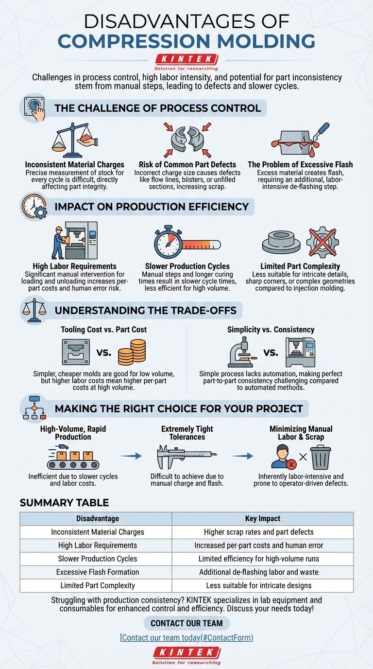 압축 성형의 단점은 무엇인가요? 생산에 있어 주요한 한계점 시각적 가이드