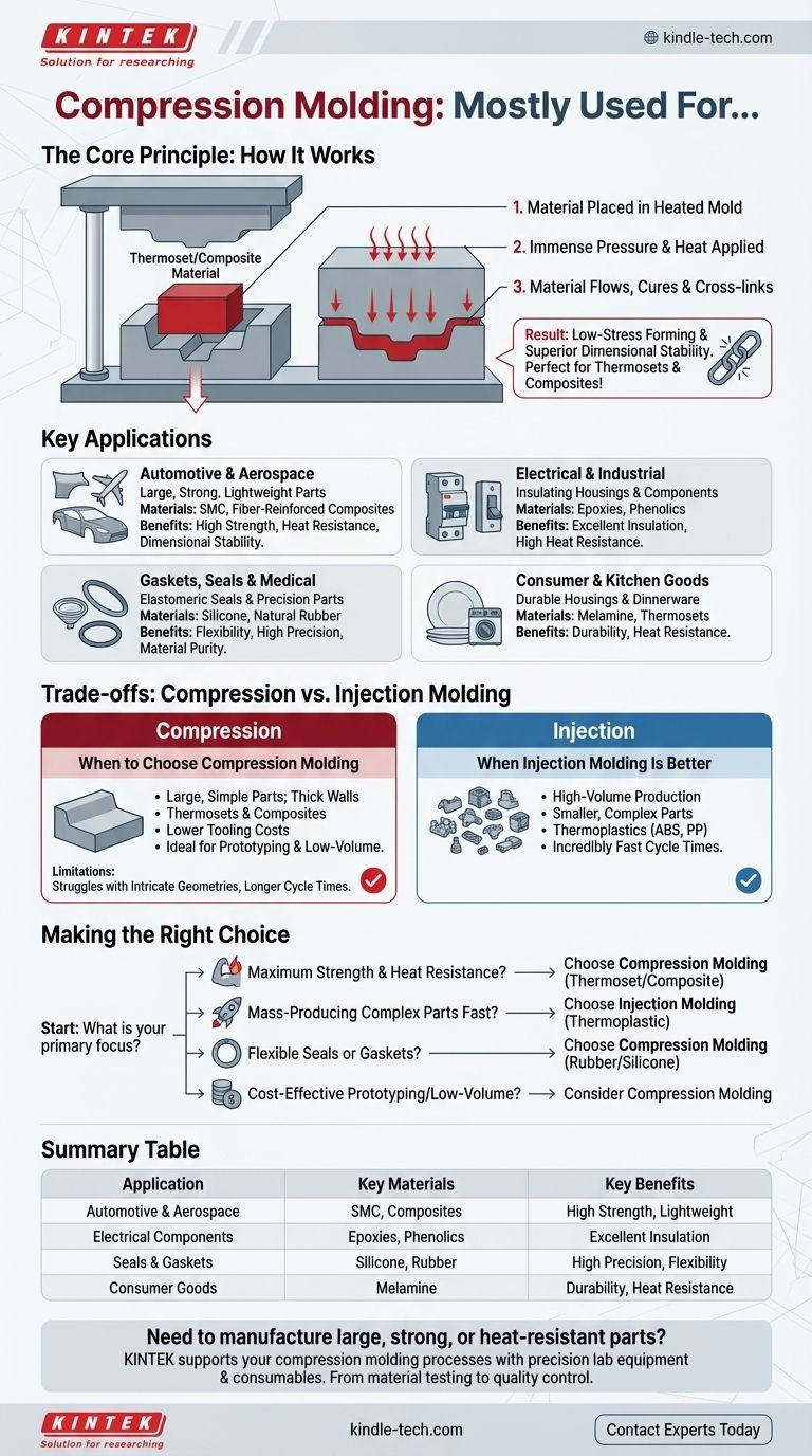压缩成型最常用于什么？用于热固性塑料和复合材料的大型、坚固的部件 图解指南