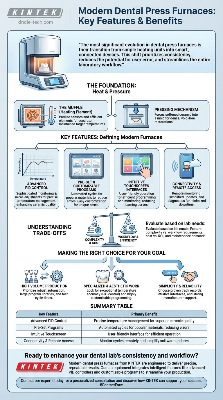Quelles sont les caractéristiques courantes des fours de pressage dentaire modernes ? Optimisez l'efficacité du laboratoire grâce à la technologie intelligente Guide Visuel