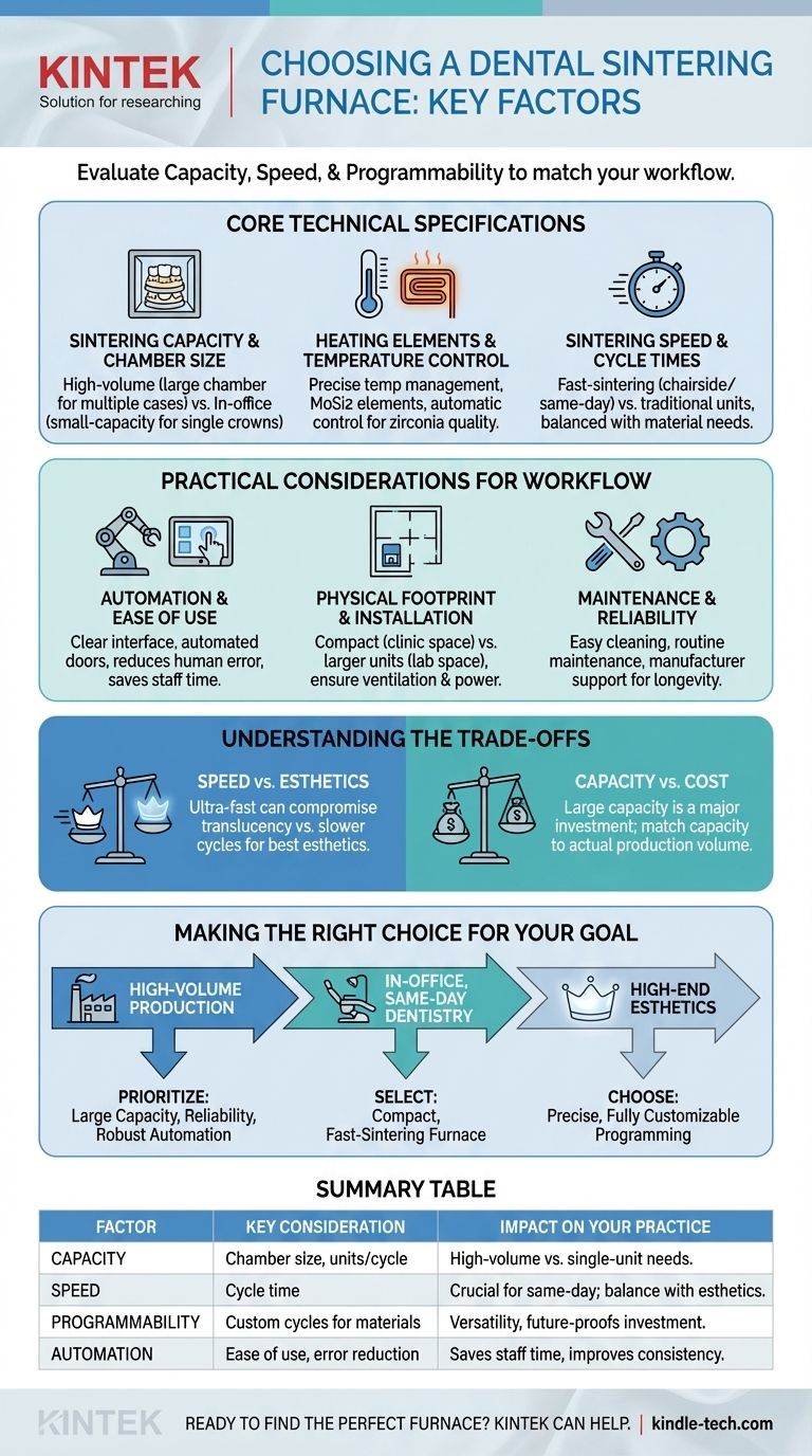 What factors are important to consider when choosing a dental sintering furnace? Match Your Workflow for Optimal Results Visual Guide