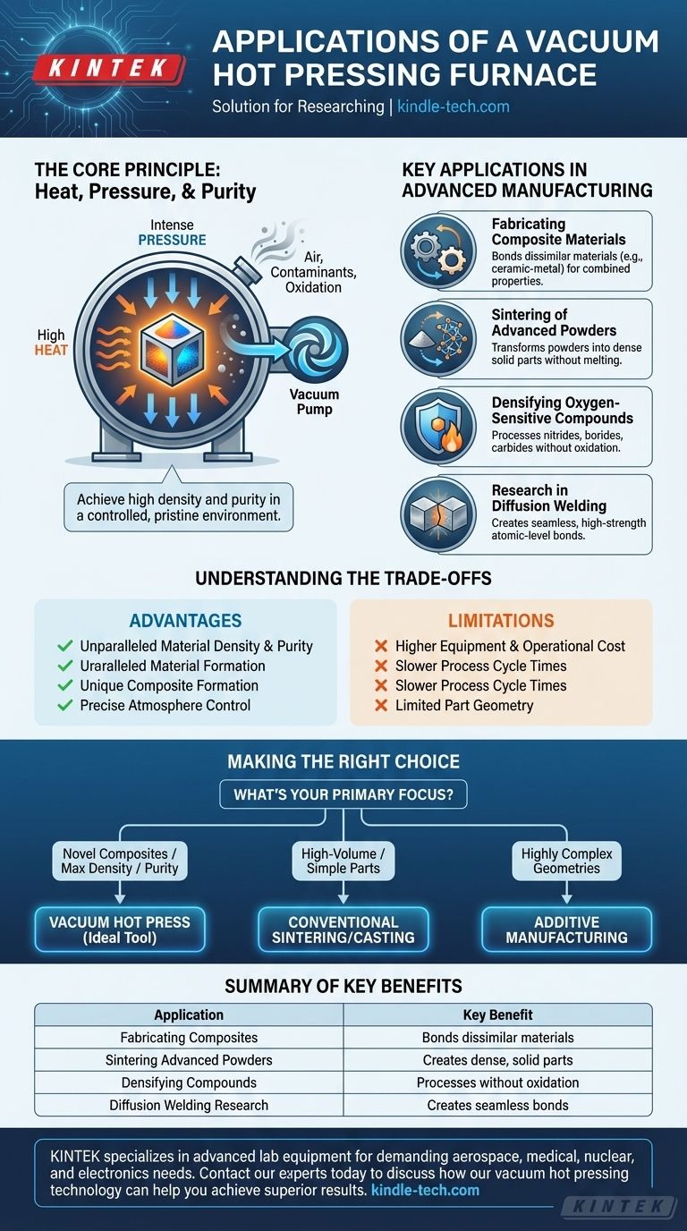 Quelles sont les applications d'un four de pressage à chaud sous vide ? Créez des matériaux haute performance avec précision Guide Visuel