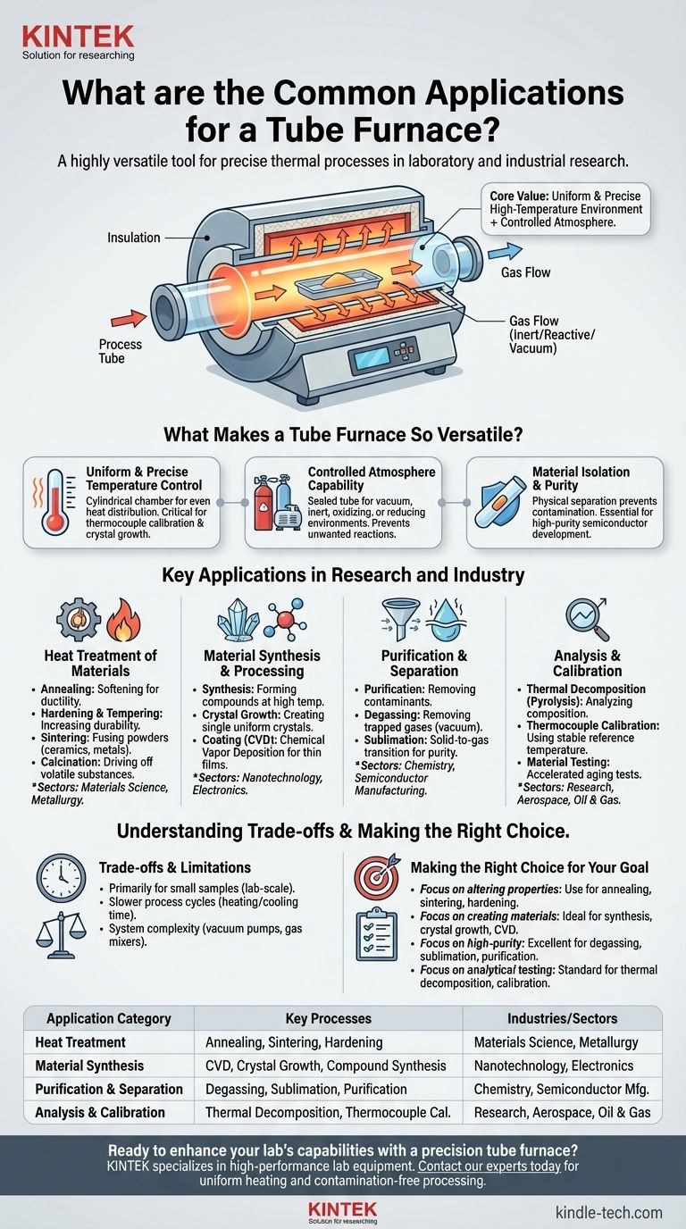 Quelles sont les applications courantes d'un four tubulaire ? Essentiel pour le traitement thermique, la synthèse et la purification Guide Visuel