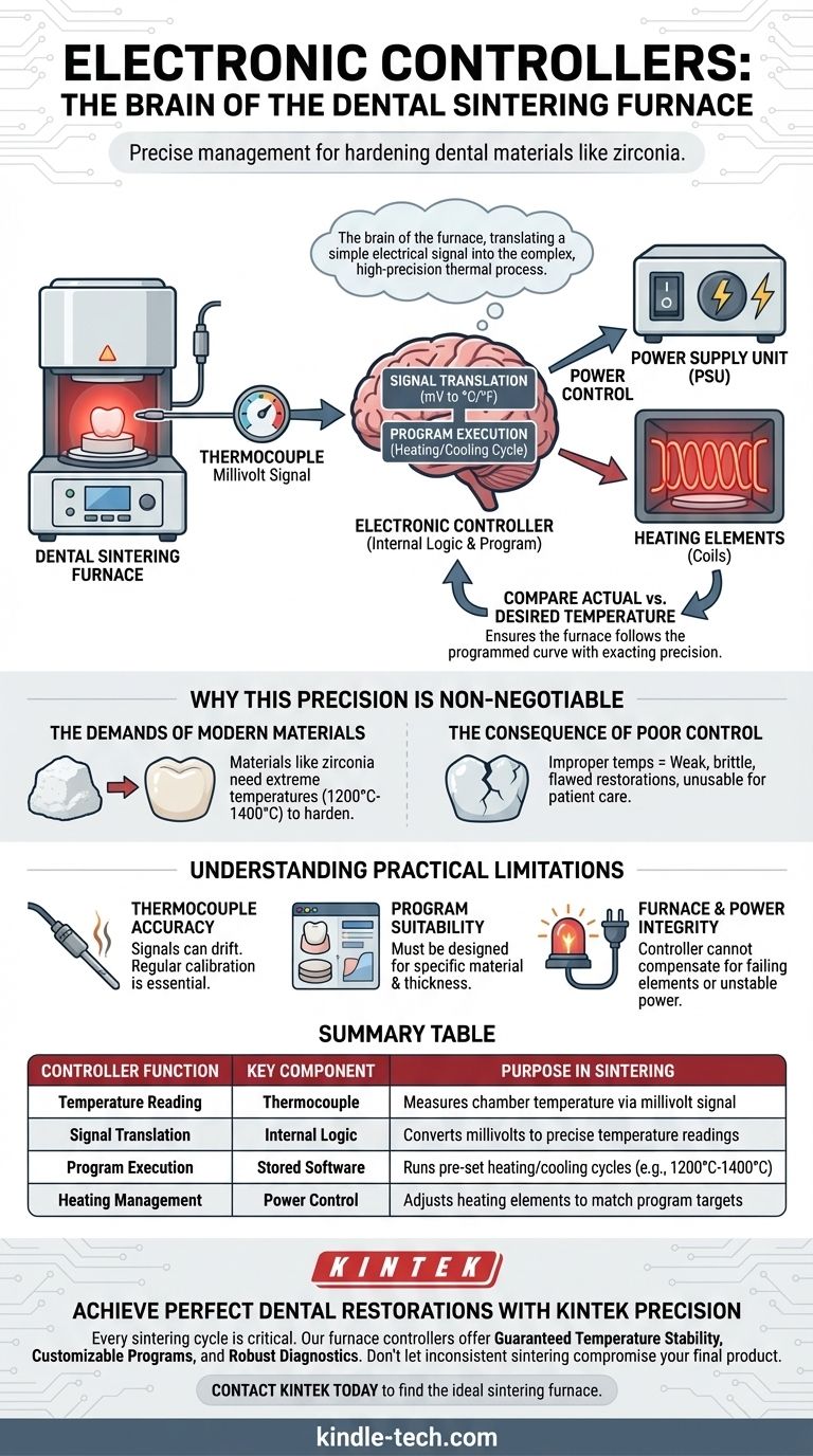 Comment fonctionnent les contrôleurs électroniques dans un four de frittage pour matériaux dentaires ? La clé du frittage de précision Guide Visuel