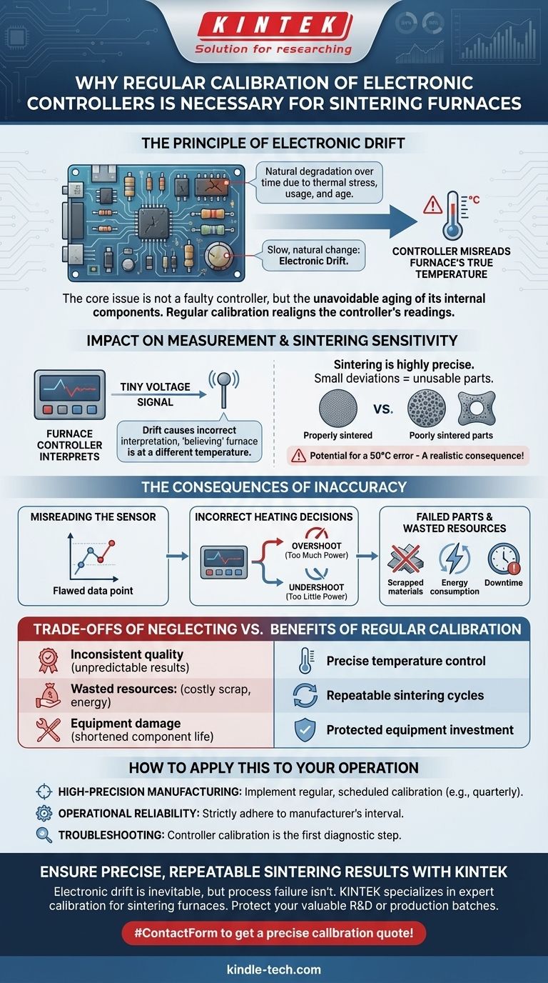 Pourquoi un étalonnage régulier des contrôleurs électroniques est-il nécessaire pour les fours de frittage ? Prévenir les erreurs de température coûteuses Guide Visuel