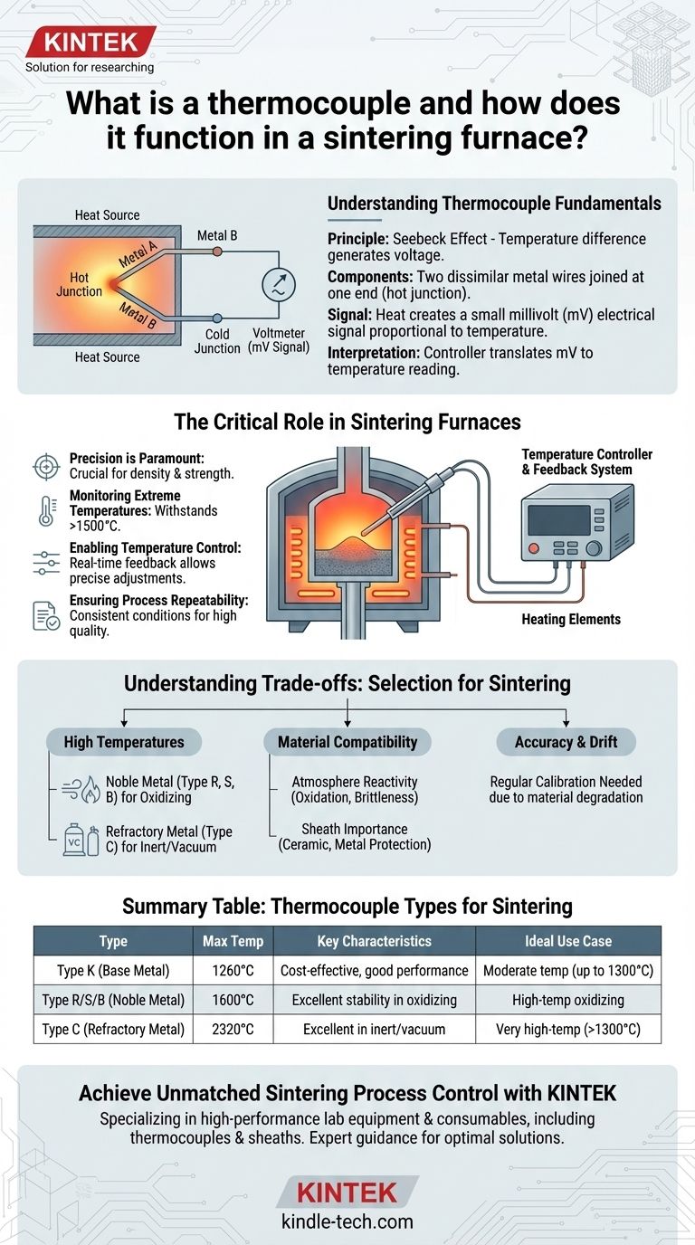 Cos'è una termocoppia e come funziona in un forno di sinterizzazione? Ottieni un controllo preciso delle alte temperature Guida Visiva