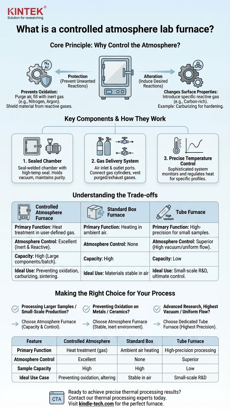O que é um forno de laboratório com atmosfera controlada? Domine a Proteção e Transformação de Materiais Guia Visual