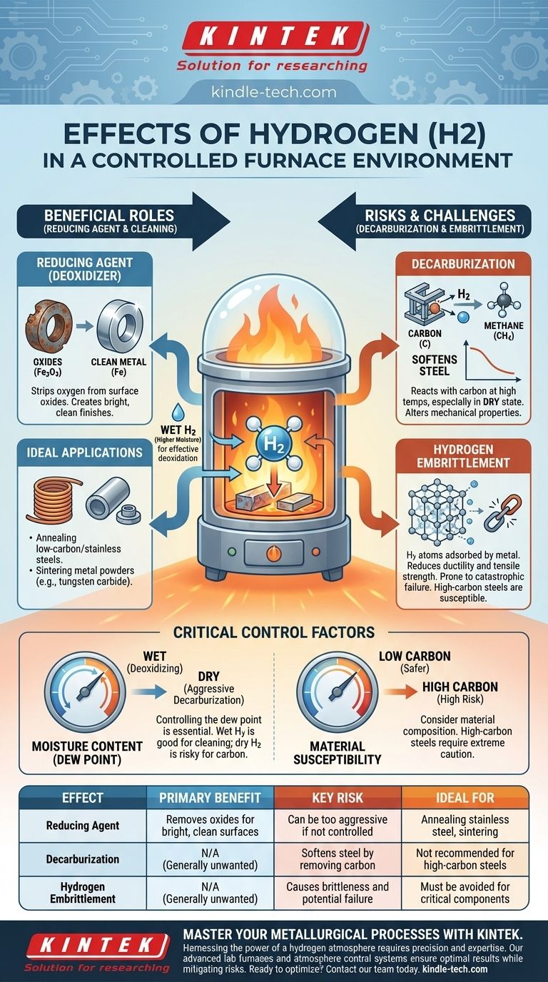 ما هي تأثيرات الهيدروجين (H2) في بيئة فرن مُتحكم بها؟ إتقان الاختزال والمخاطر دليل مرئي
