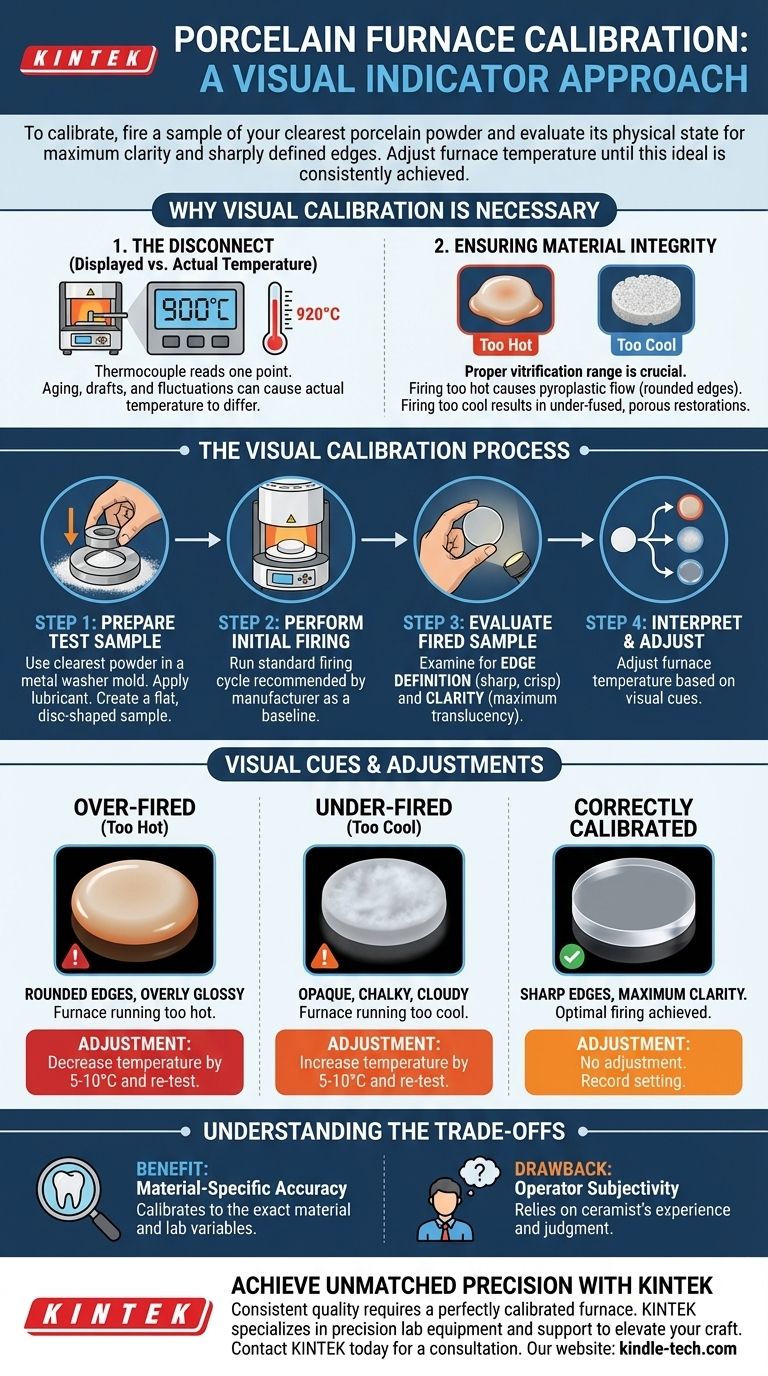 Wie kann ein Porzellanofen mit einem visuellen Indikatoransatz kalibriert werden? Beherrschen Sie materialspezifische Genauigkeit Visuelle Anleitung