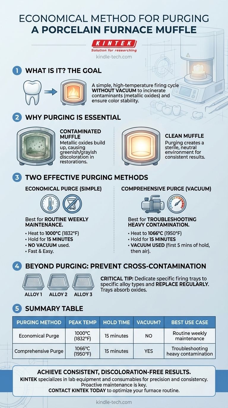 ¿Cuál es un método económico para purgar la mufla de un horno de porcelana? Un ciclo de alta temperatura simple para restauraciones dentales más limpias Guía Visual