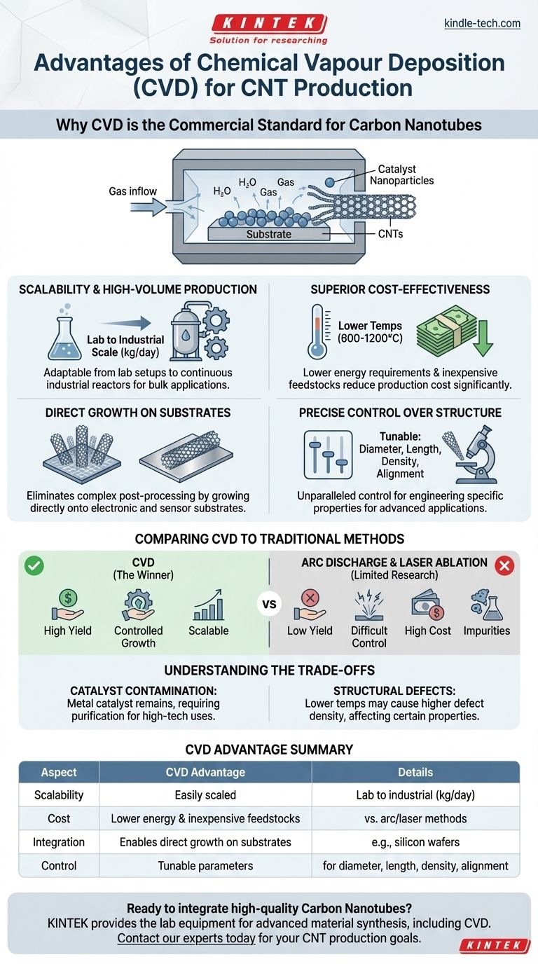 CNT製造に化学気相堆積法（CVD）を使用する利点は何ですか？費用対効果の高い制御でスケールアップ ビジュアルガイド
