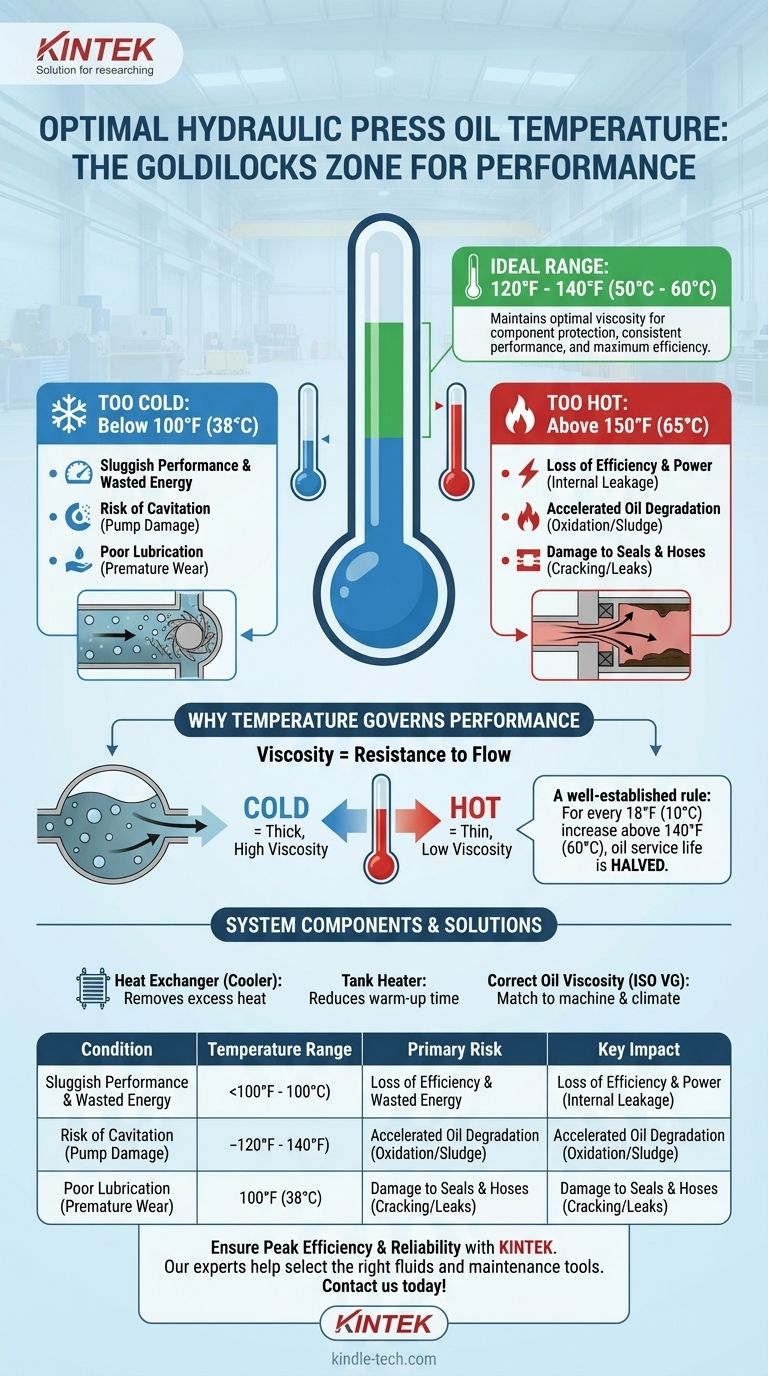 Quelle doit être la température de l'huile dans une presse hydraulique ? Maintenir entre 50°C et 60°C (120°F-140°F) pour des performances optimales. Guide Visuel