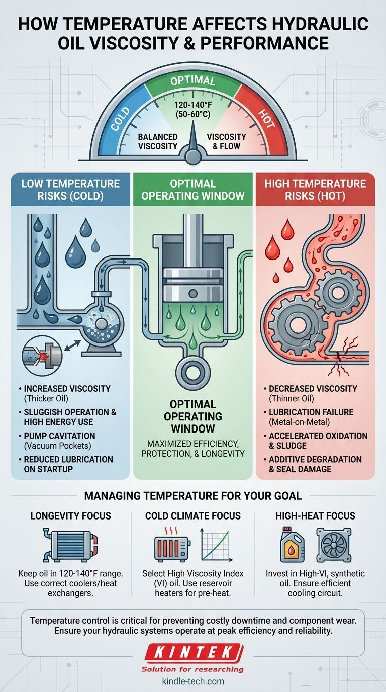 온도는 유압유에 어떤 영향을 미치나요? 최적의 시스템 성능을 위한 점도 최적화 시각적 가이드