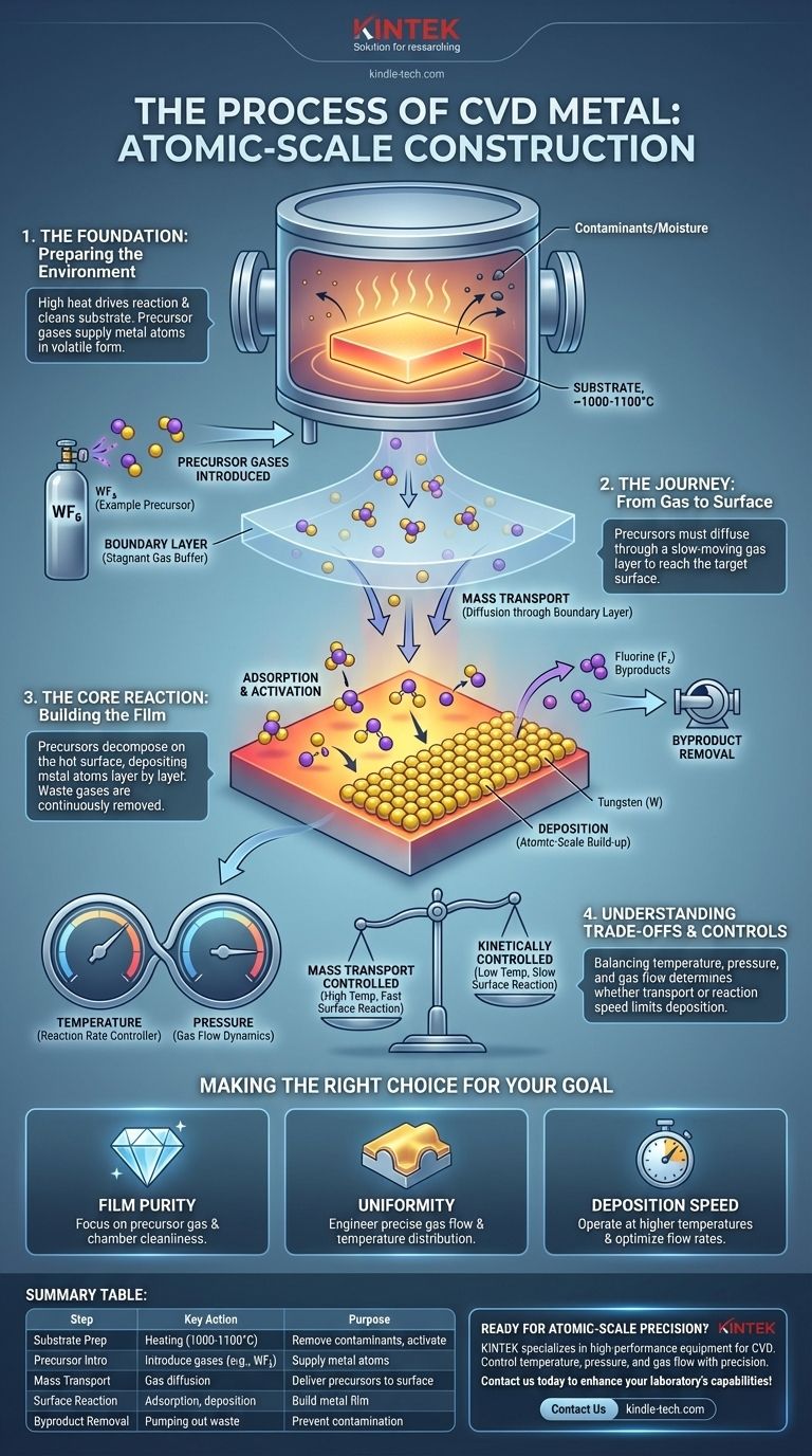 CVD 금속 공정은 무엇인가요? 박막 증착을 위한 단계별 가이드 시각적 가이드
