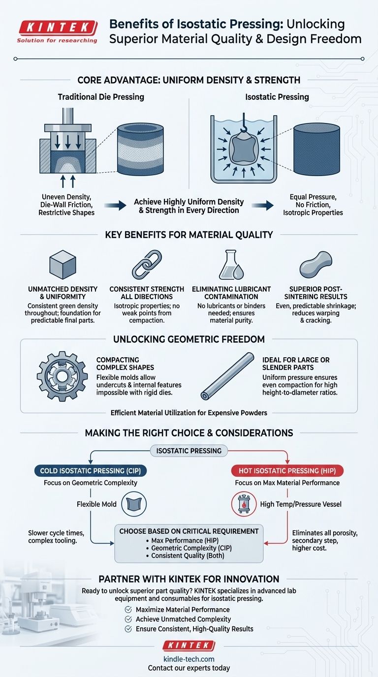 Quels sont les avantages du pressage isostatique ? Obtenez une densité uniforme et des formes complexes Guide Visuel