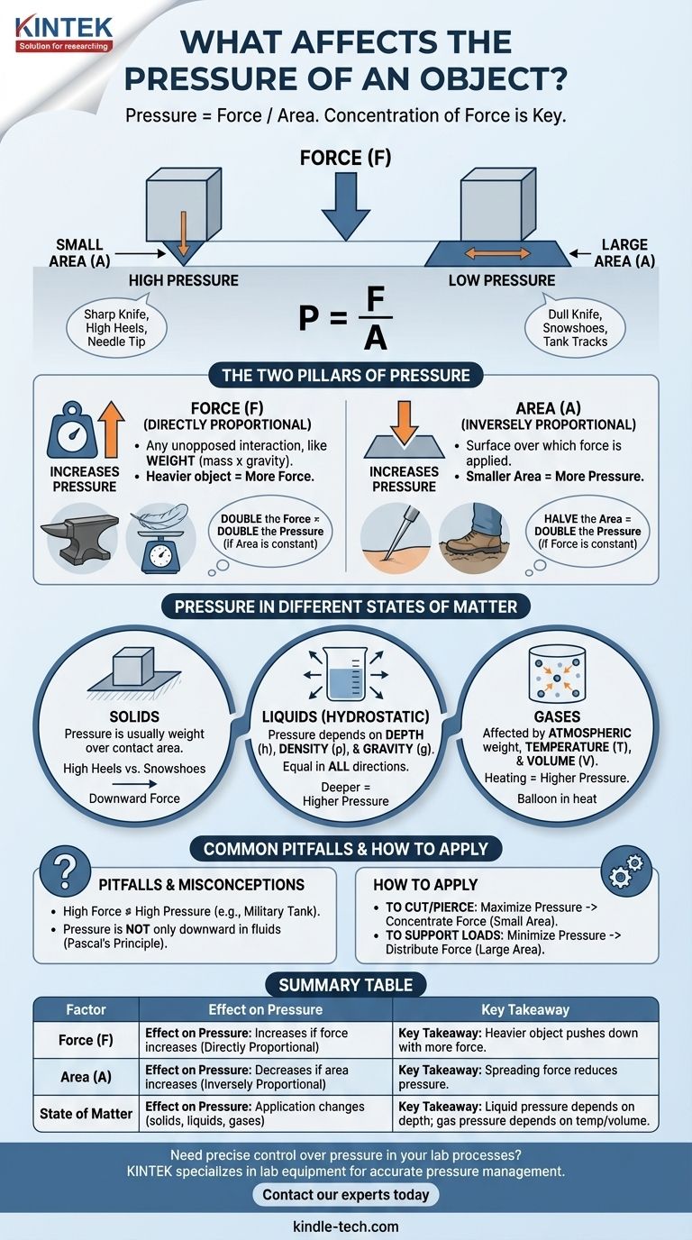 Cosa influenza la pressione di un oggetto? Padroneggia la relazione tra Forza e Area per una migliore ingegneria Guida Visiva