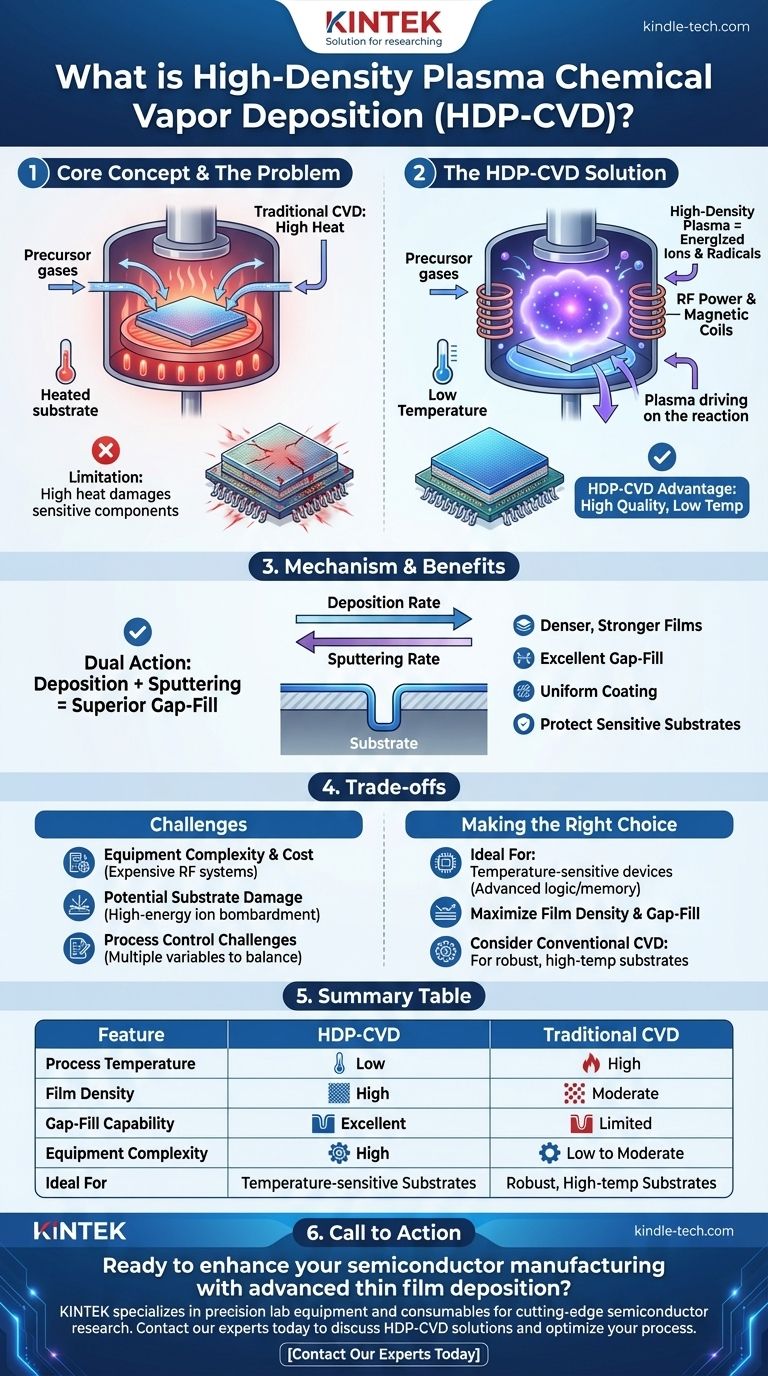 What is high-density plasma chemical vapor deposition process? Achieve Superior Thin Films at Lower Temperatures Visual Guide