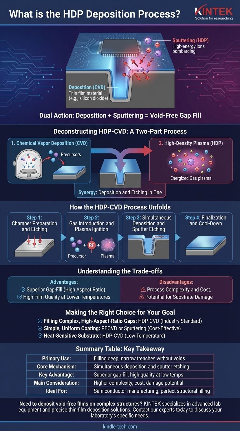 HDP 증착 공정이란 무엇인가요? 복잡한 미세 구조를 위한 보이드 없는 박막 구현 시각적 가이드