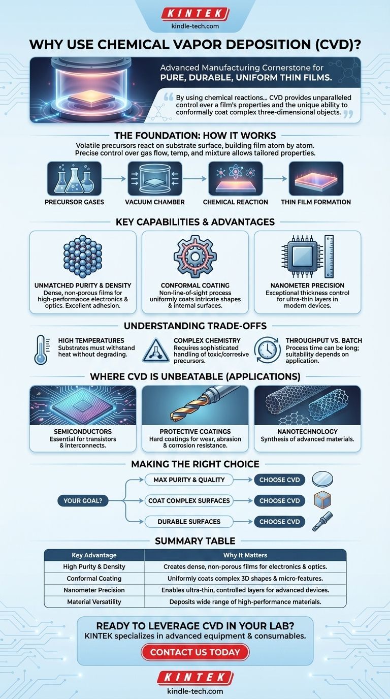 화학 기상 증착을 사용하는 이유는 무엇입니까? 탁월한 순도와 등각 코팅을 위해 시각적 가이드
