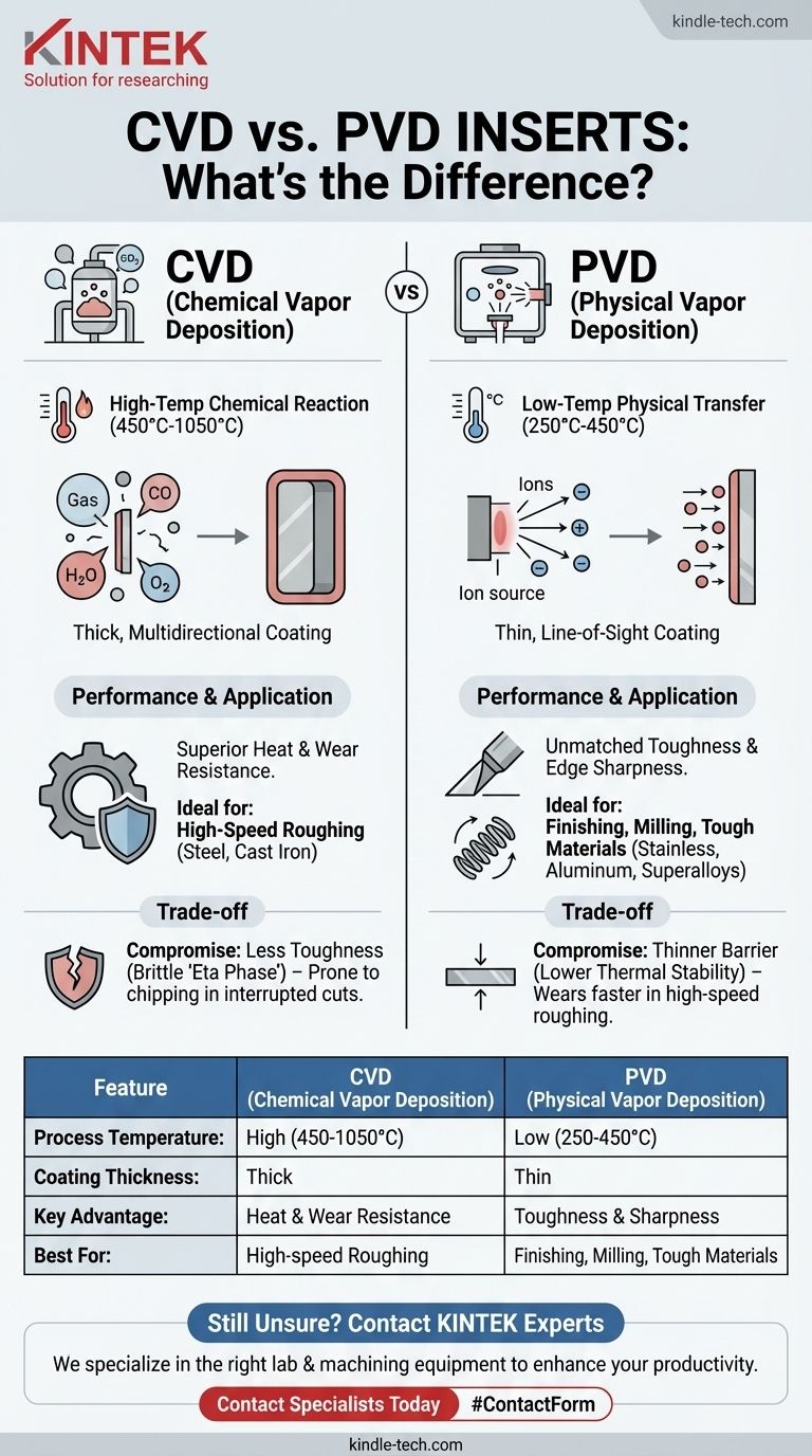 Qual è la differenza tra inserti CVD e PVD? Scegliere il rivestimento giusto per le vostre esigenze di lavorazione Guida Visiva