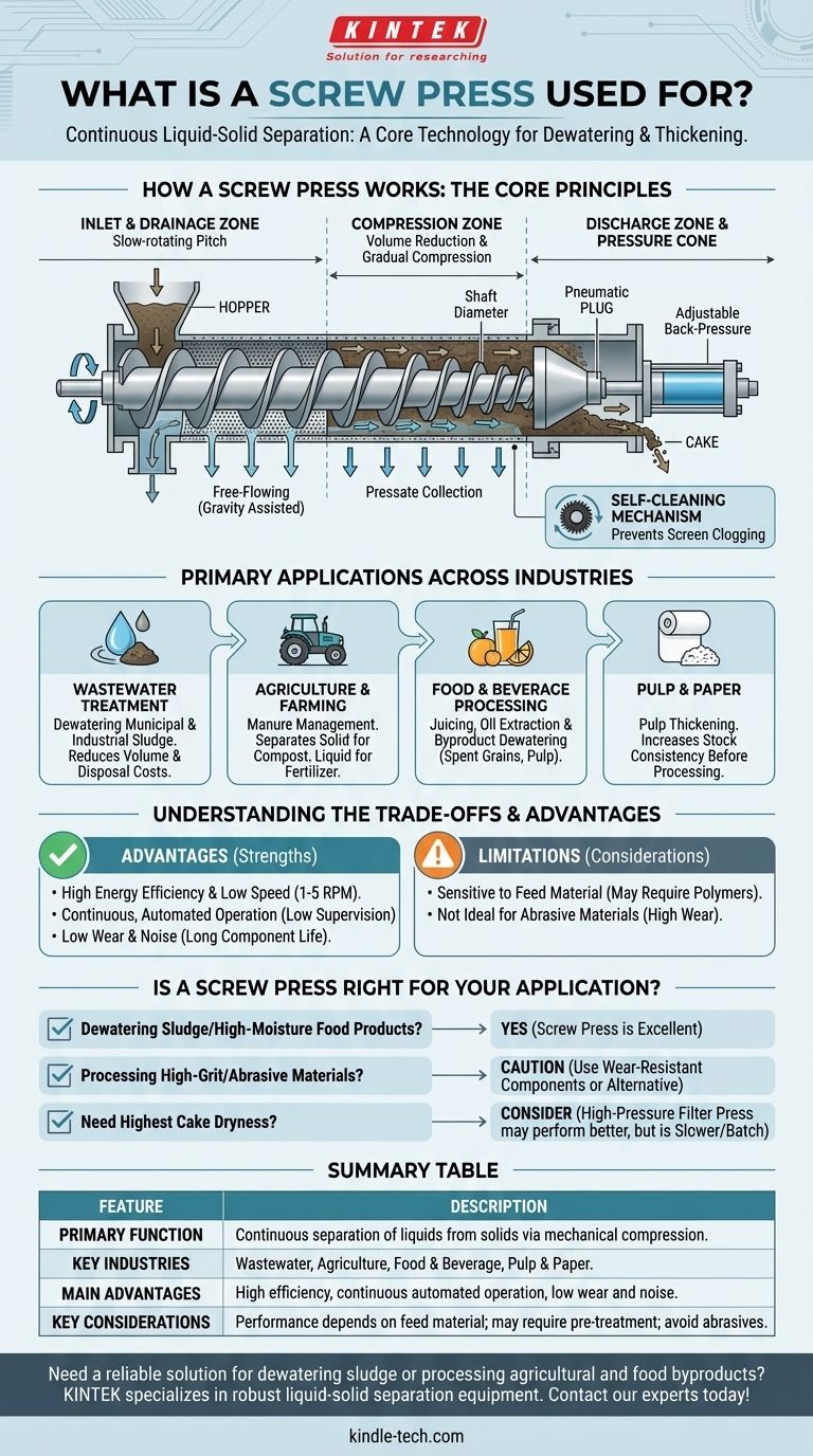 A cosa serve una pressa a vite? Separazione efficiente liquido-solido per rifiuti e processi Guida Visiva