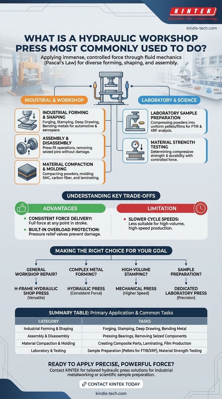 A cosa serve più comunemente una pressa idraulica da officina? Applicazione della forza principale per la formatura, l'assemblaggio e il collaudo Guida Visiva