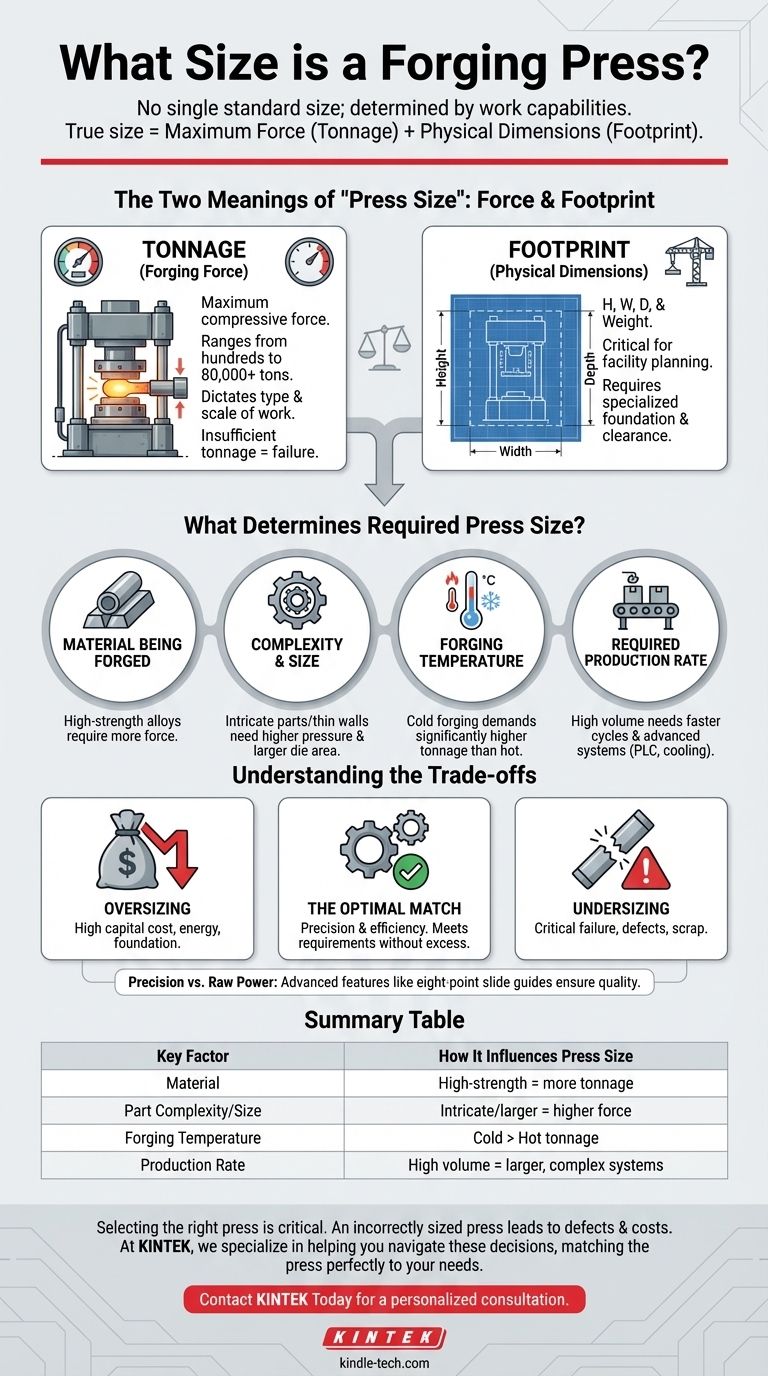 단조 프레스의 크기는 얼마입니까? 귀하의 단조 요구 사항에 맞는 톤수 및 설치 공간을 맞추십시오. 시각적 가이드