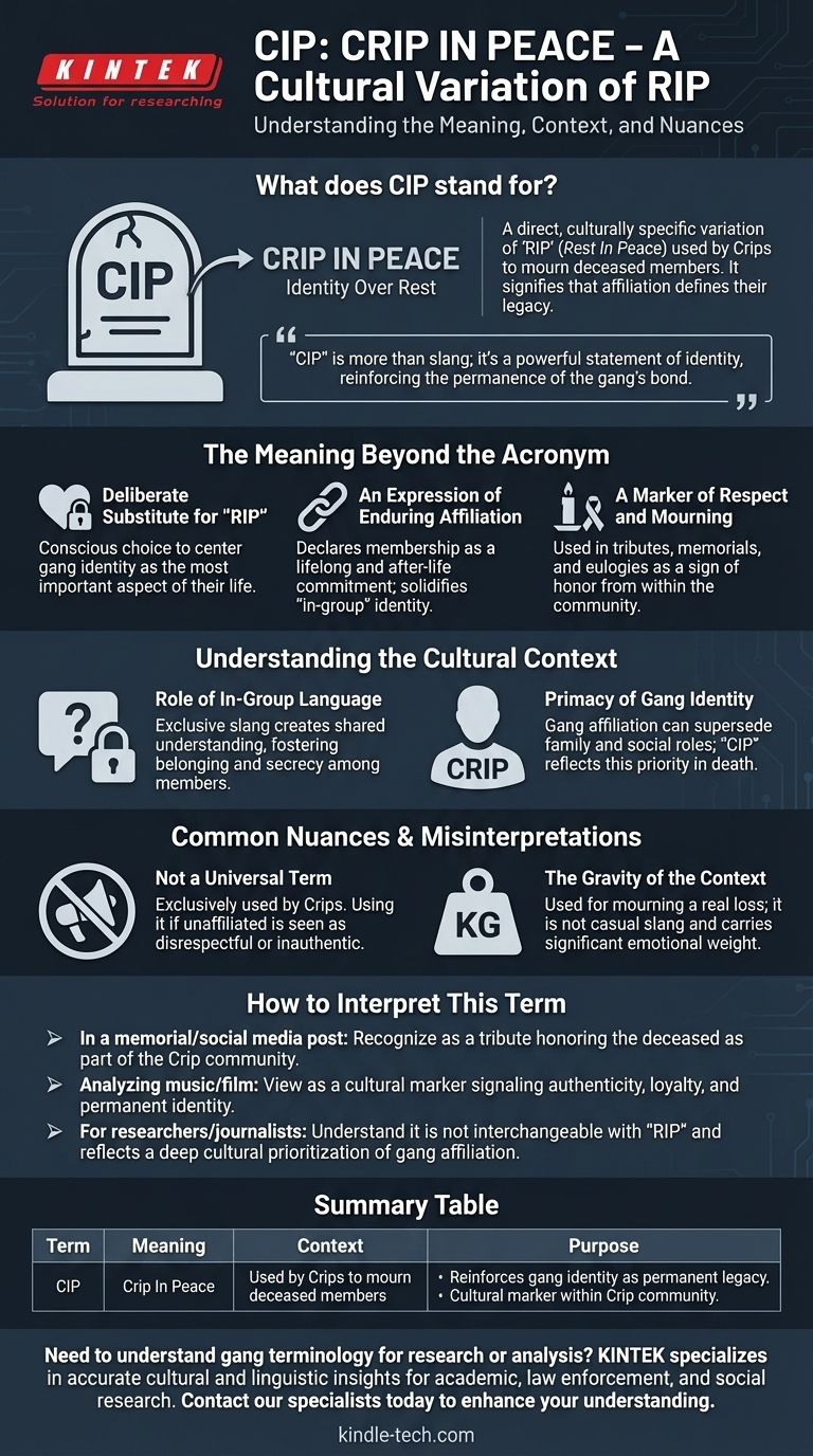 CIP는 Crip에게 무엇을 의미하나요? Crip In Peace의 의미 이해하기 시각적 가이드