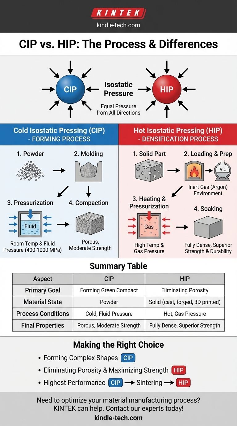 Quel est le processus du CIP et du HIP ? Formage vs. Densification pour des Matériaux Supérieurs Guide Visuel