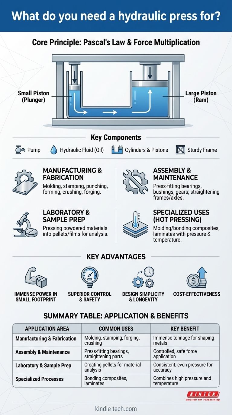 À quoi sert une presse hydraulique ? Générez une force immense et contrôlée pour vos applications Guide Visuel
